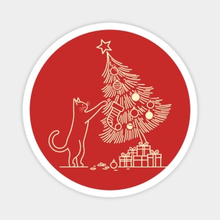 Cat And the Christmas Tree Magnet